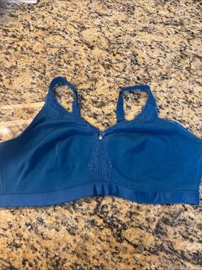 Curvy Couture Teal Lace-Trim Wireless Bra
